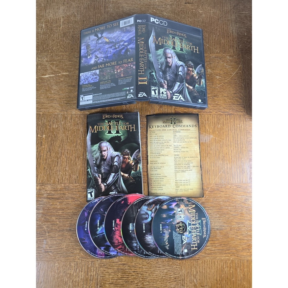 LORD OF THE RINGS The Battle for Middle Earth 2 II (PC CD-ROM) 6 Discs + Manual